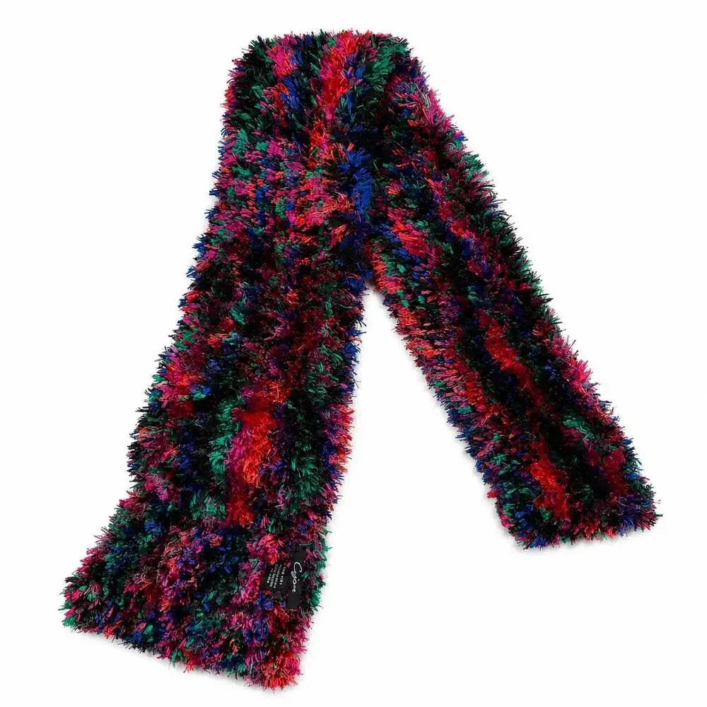 Vintage Y2K Cejon Multi Color Shaggy Yarn Oblong Scarf